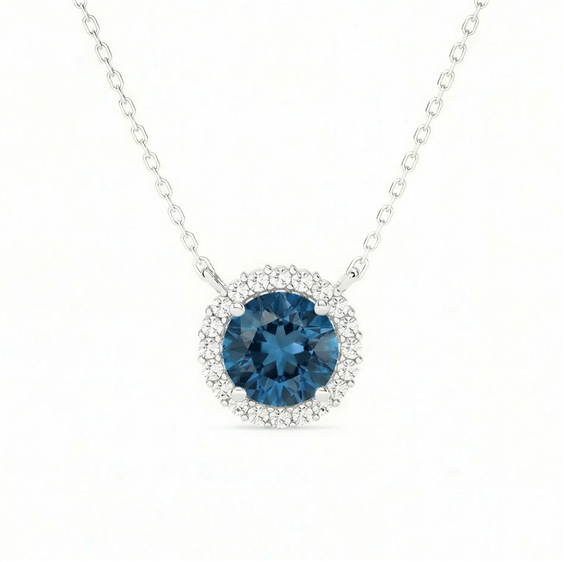 Collana Gazzola Gioielli Donna Amuleto in Oro bianco Topazio blu 0.88 Ct GI-900-16-1-18-TL-BR-N-F-VS - GI-900-16-1-18-TL-BR-N-F-VS